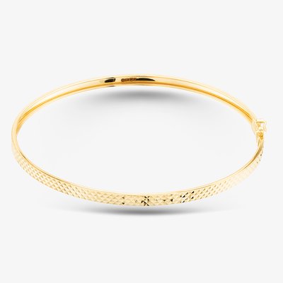 9ct Yellow Gold 9ct Diamond Cut Flat Tube Bangle 1.32.0862