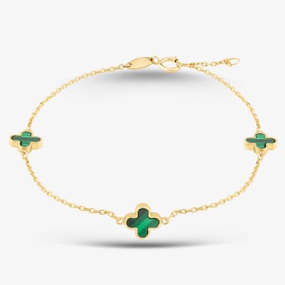 9ct Yellow Gold Malachite Petal Bracelet