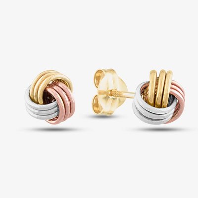 9ct Three-Colour Knot Stud Earrings