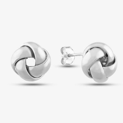 9ct White Gold Knot Stud Earrings