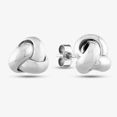 9ct White Gold Knot Stud Earrings