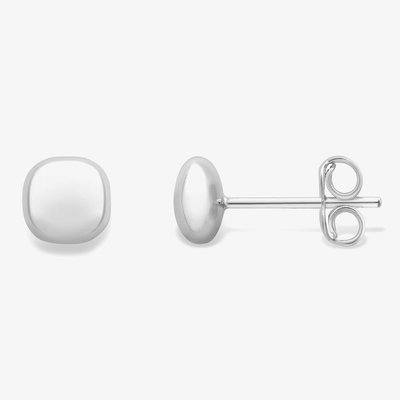 9ct White Gold Squared Cushion Stud Earrings