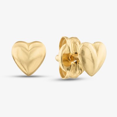 9ct Yellow Gold Heart Stud Earrings