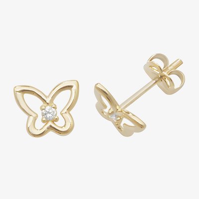 9ct Yellow Gold Cubic Zirconia Butterfly Stud Earrings ES445