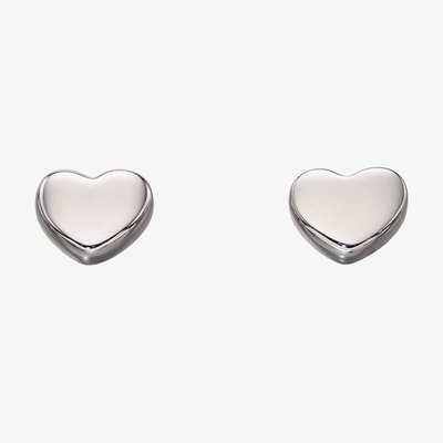 9ct White Gold Heart Shaped Stud Earrings