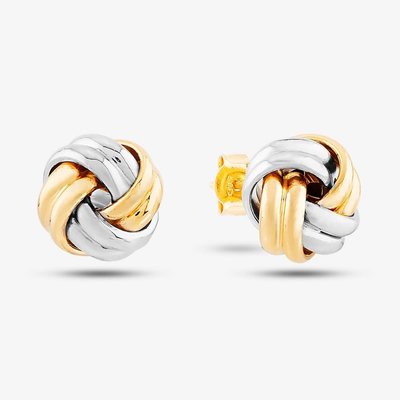 9ct Two Colour Gold Small Double Knot Stud Earrings
