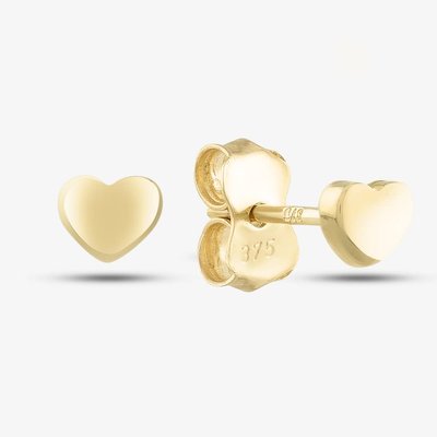 9ct Gold Heart Stud Earrings
