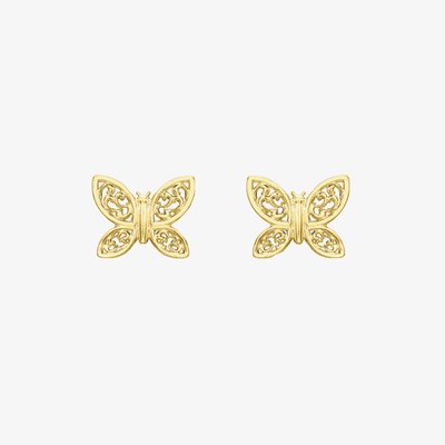 9ct Yellow Gold Filigree Butterfly Stud Earrings