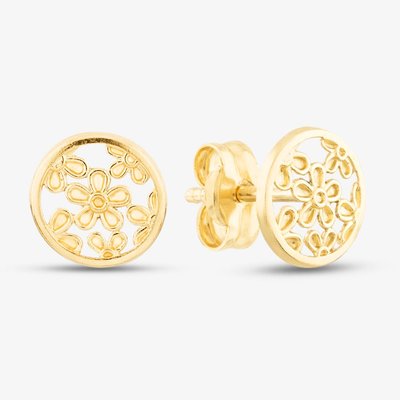 9ct Yellow Gold 7mm Filigree Floral Stud Earrings