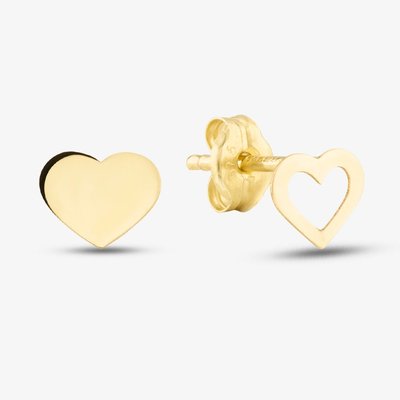 9ct Yellow Gold Contrasting Heart Stud Earrings