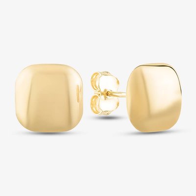 9ct Yellow Gold Satin Brushed Squared-Cushion Stud Earrings