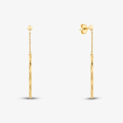9ct Yellow Gold Faceted Bar Dropper Earrings