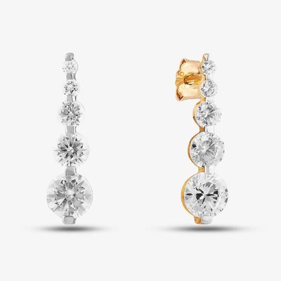 9ct Yellow Gold Cubic Zirconia Graduated Dropper Earrings