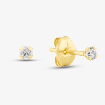 9ct Yellow Gold 2mm Round Crystal Stud Earrings