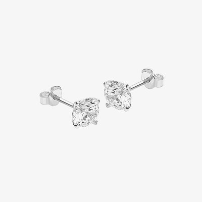 9ct White Gold 7mm Round Crystal Stud Earrings