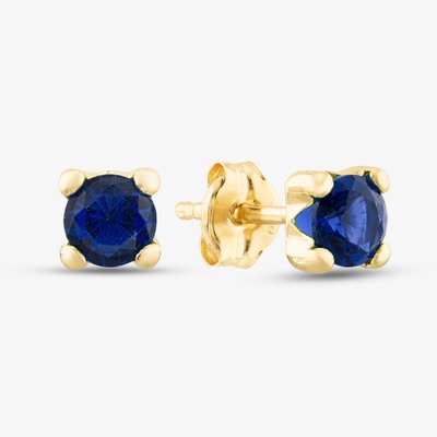 9ct Yellow Gold September Blue Birthstone Stud Earrings