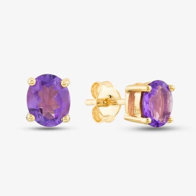 9ct Yellow Gold Oval Cut Amethyst Stud Earrings OJS0006E-AM 9KY