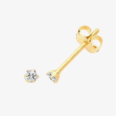 9ct Yellow Gold Round Cubic Zirconia Stud Earrings