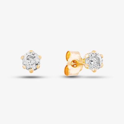 9ct Yellow Gold Cubic Zirconia Round Stud Earrings