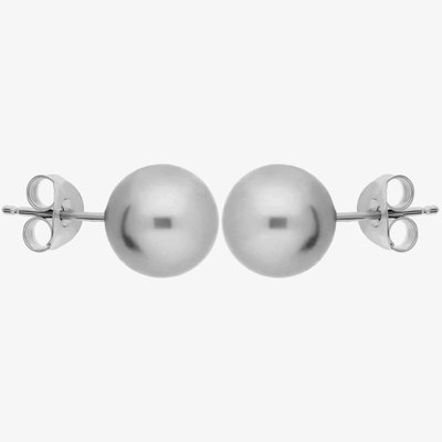 9ct White Gold 8-8.5mm Grey Freshwater Pearl Stud Earrings