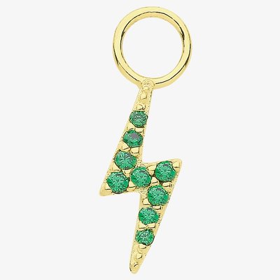 9ct Yellow Gold Green Cubic Zirconia Lightning Bolt Earring Charm