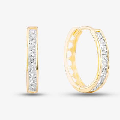 9ct Yellow Gold Cubic Zirconia Huggie Hoop Earrings