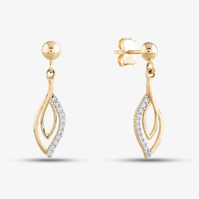 9ct Yellow Gold Cubic Zirconia Pear Shaped Dropper Earrings
