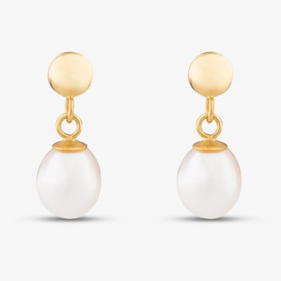 9ct Yellow Gold Freshwater Pearl Dropper Earrings