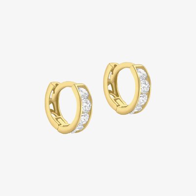 9ct Yellow Gold 9mm Crystal Huggie Hoop Earrings