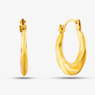 9ct Yellow Gold Graduated Twist Creole Hoop Earrings