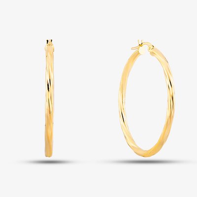 9ct Yellow Gold Twist Hoop Earrings
