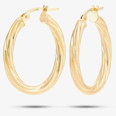 9ct Yellow Gold Oval Twist Creole Earrings