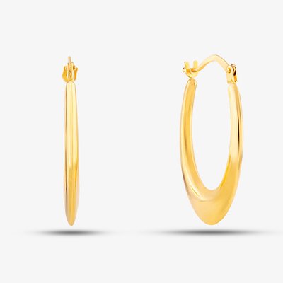 9ct Yellow Gold Plain Graduated Oval Creole Earrings