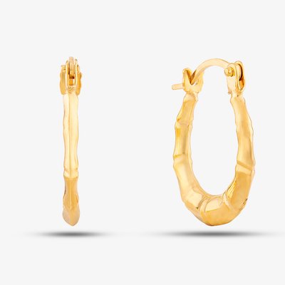 9ct Yellow Gold Small Patterned Oval Hoop Earrings