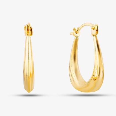 9ct Yellow Gold Shaped Oval Creole Earrings