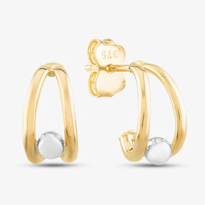 9ct Two Colour Gold Open Double Row Hoop Earrings