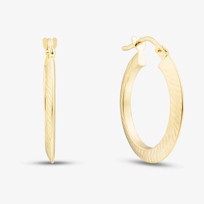9ct Yellow Gold Diamond Cut Creole Hoop Earrings