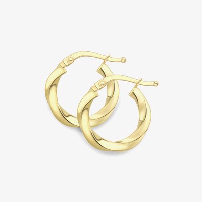 9ct Yellow Gold Twist Hoop Earrings