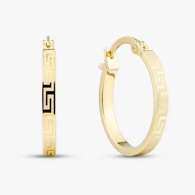 9ct Yellow Gold Patterned Hoop Earrings