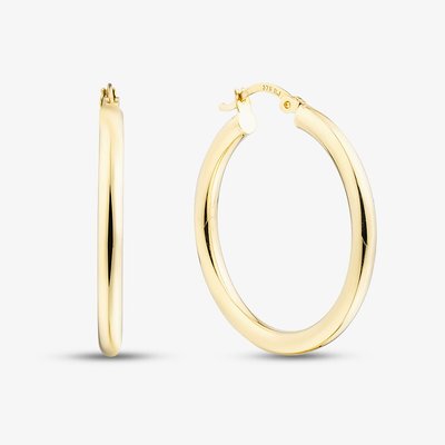 9ct Yellow Gold Plain Tube Hoop Earrings