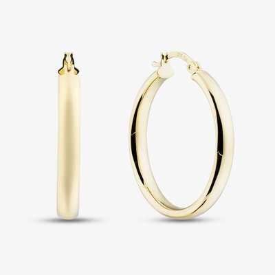 9ct Yellow Gold 30mm Rectangular Tube Hoop Earrings E-SLOT-425-9Y