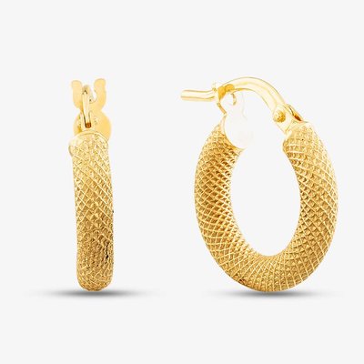 9ct Gold Diamond Cut Hoop Earrings