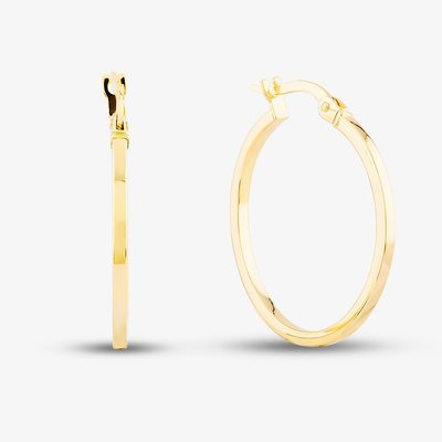 9ct Yellow Gold Square Tube Hoop Earrings