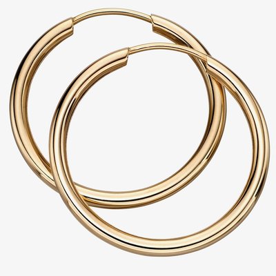 9ct Yellow Gold 25mm Sleeper Hoop Earrings