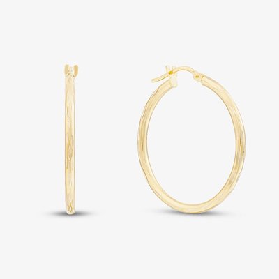 9ct Yellow Gold 30mm Diamond Cut Creole Earrings