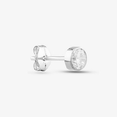 9ct White Gold Small Rubover Cubic Zirconia Single Stud Earring 5.57.9949 (1X SINGLE EARRING)