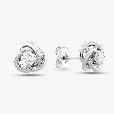 9ct White Gold Stone Set Knot