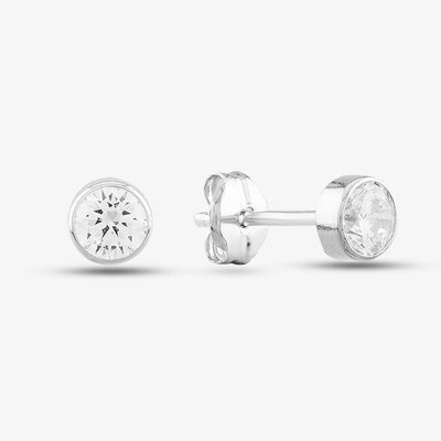 9ct White Gold small Rubover Cubic Zirconia Stud