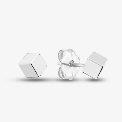 9ct White Gold Cube Stud Earrings