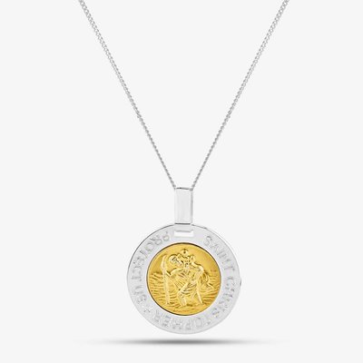 Silver Two Tone St Christopher Pendant